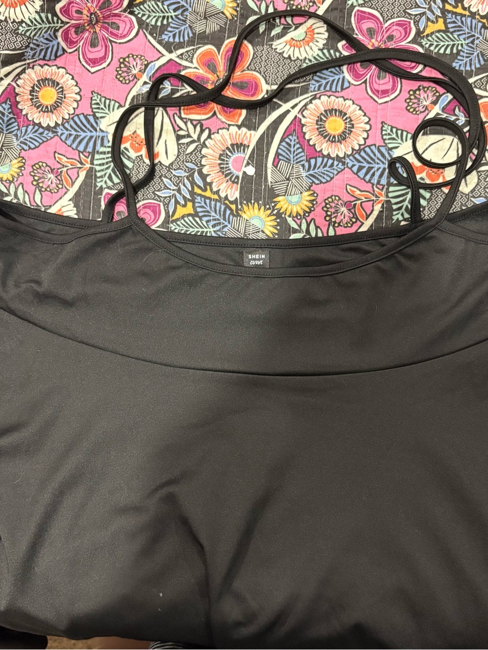 SHEIN Black Spaghetti Strap Circle Skirt